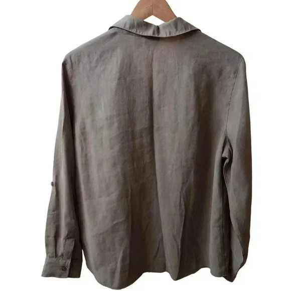 Chico's Blouse Button Front Modal Roll Tab Sleeve Gray Casual Sz 2 (US Large 12) - Picture 2 of 5